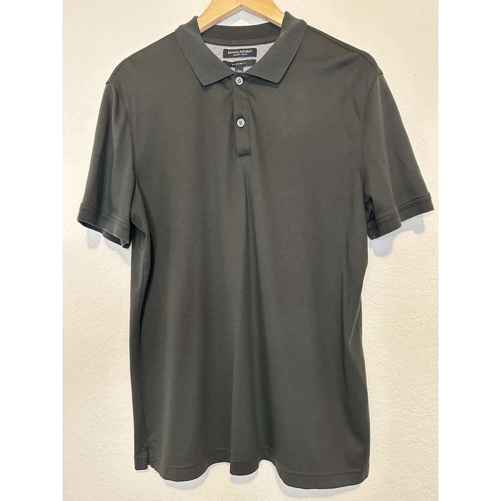 Banana Republic Luxury Touch Polo Shirt Mens Large Olive Green Standard Fit EUC